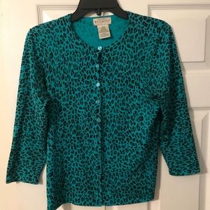 Final price teal leopard rockabilly cardigan